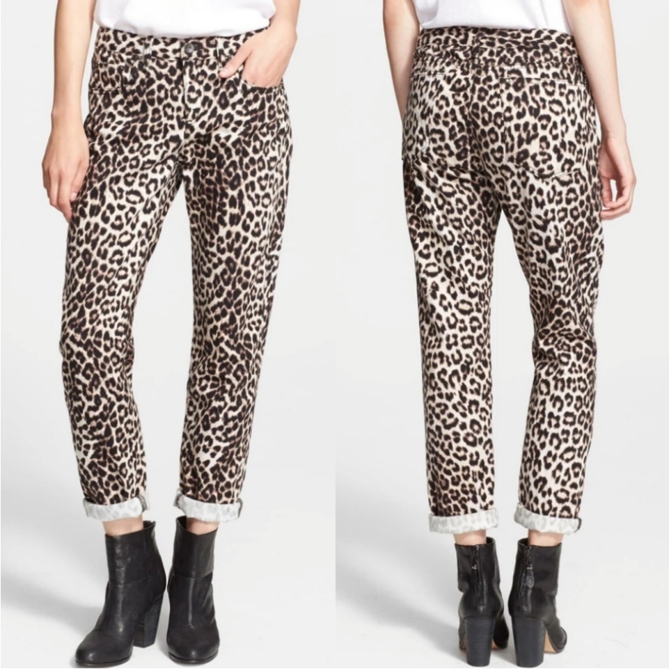 Rag &Bone Snow Leopard Print Boyfriend Jeans